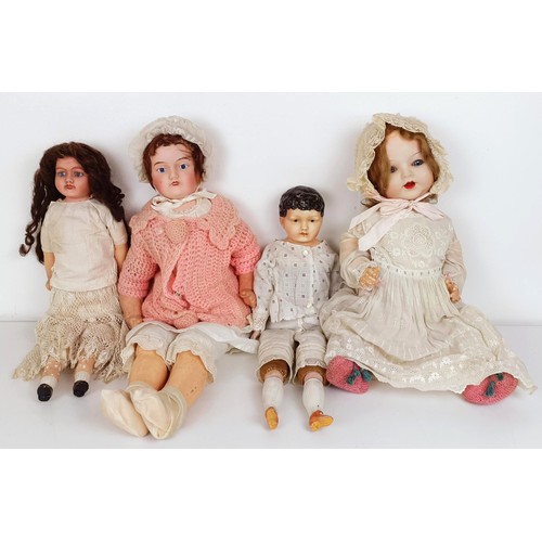 1011 - A German bisque head doll, and assorted other dolls (box)