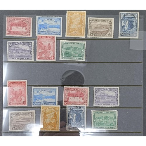 647 - A group of Australia stamps, including Tasmania, mint sets, some unmounted