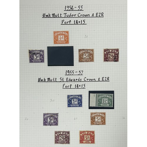 798 - A group of early GB postage due stamps, Edward VII to Elizabeth II, includes watermark variation...