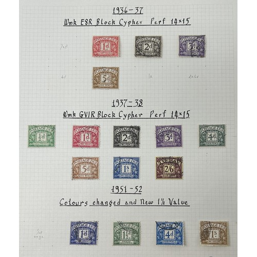 798 - A group of early GB postage due stamps, Edward VII to Elizabeth II, includes watermark variation...