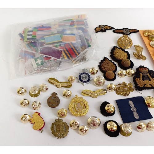 586 - Assorted bullion and other military badges, medal ribbons and items