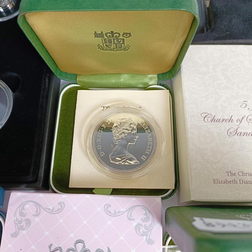 350 - Assorted commemorative silver crowns and other coins...