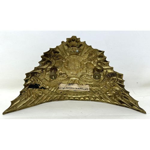 481 - A Victorian 12th Lancers helmet plate Provenance: A Collection of Military Badges from a West Countr... 