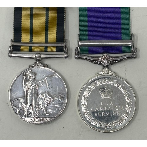 523 - An Africa General Service medal, awarded to 23137493 Pte D Blackburn KSLI (Replacement) with a Kenya... 