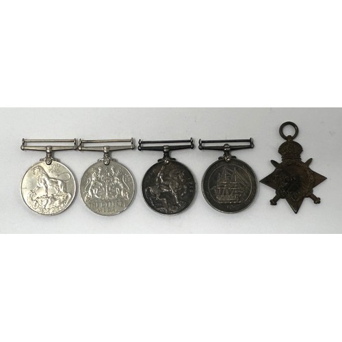 565 - A group of three medals, awarded to RMB 495 BD Cpl George Timms, comprising a 1914-15 Star, War meda... 