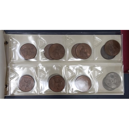 623 - Two small albums of coins, and four albums of assorted stamps (6)