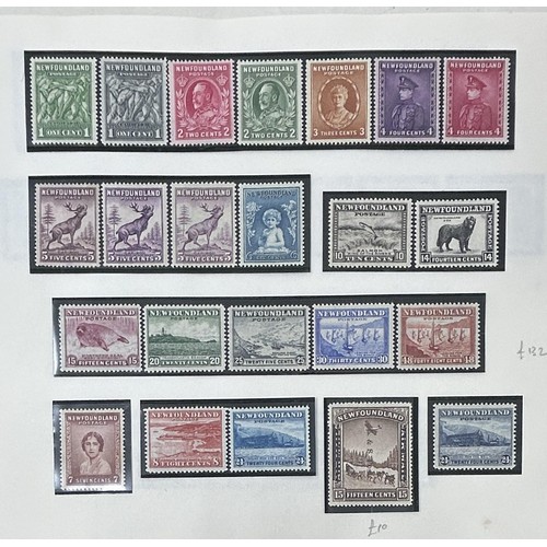 727 - Newfoundland- Fine predominantly unused collection on album leaves with better sets and values incl.... 