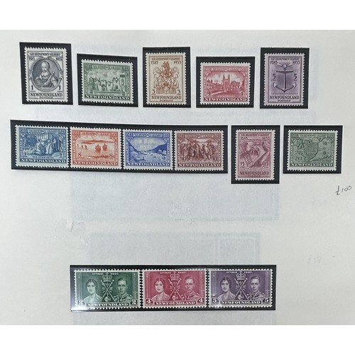 727 - Newfoundland- Fine predominantly unused collection on album leaves with better sets and values incl.... 