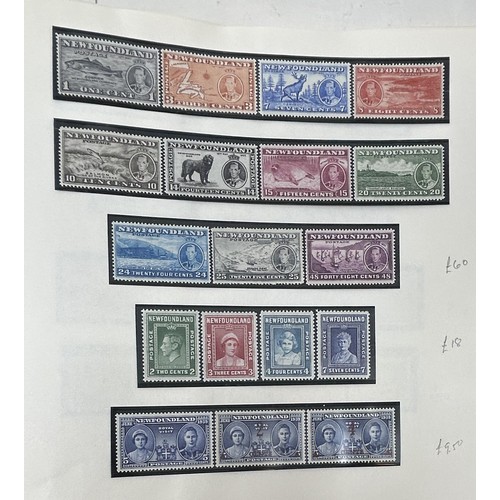 727 - Newfoundland- Fine predominantly unused collection on album leaves with better sets and values incl.... 