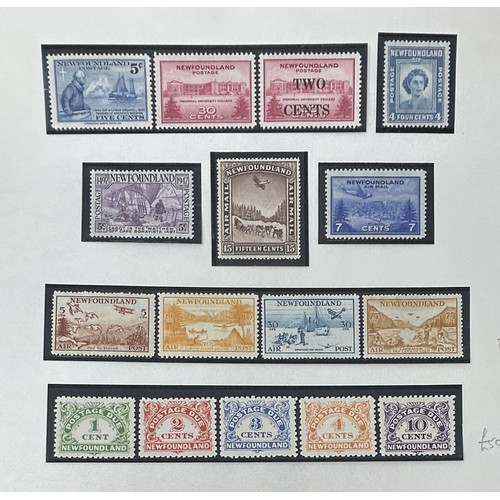 727 - Newfoundland- Fine predominantly unused collection on album leaves with better sets and values incl.... 