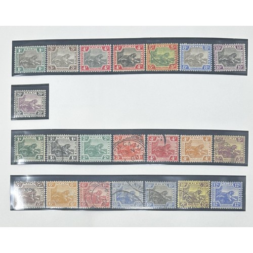 729 - British Asia- Fine collection on album leaves with Straits Settlements, FMS, extensive Malaysia with... 