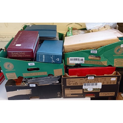 630 - A large group of world stamps, loose and in albums, and various presentation packs (4 boxes)