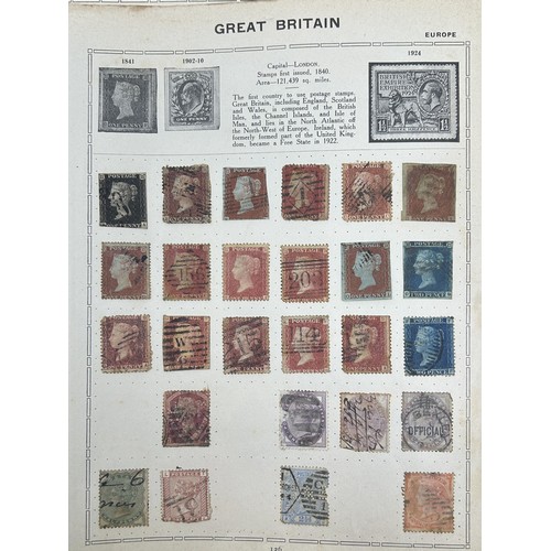 799 - Assorted world stamps, including a penny black, trimmed, in two Triumph albums (2)...