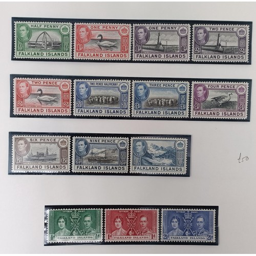 715 - Falkland Islands- Fine unused GVI-QE2 collection on album leaves with 1952 and 1960 sets to £1... 