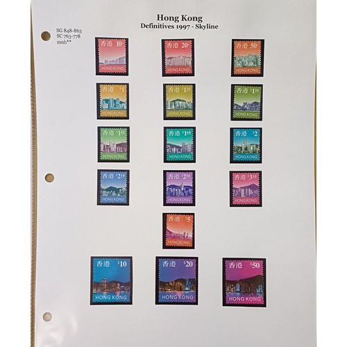 723 - Hong Kong- QE2 u/m definitive sets with 1975 set to $20, 1982 to $50, 1992 to $50, 1996 definitives ... 