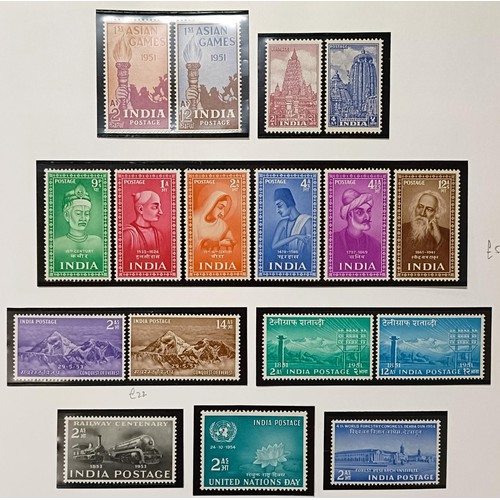 726 - India- Fine predominantly unused collection in album leaves with unused better sets and values inclu... 