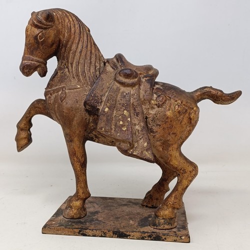 1066 - A Chinese style bronze horse, 27 cm high