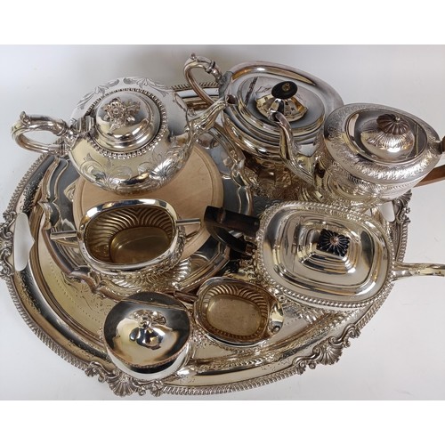 1074 - A silver plated tea pot, and assorted silver plate (qty)