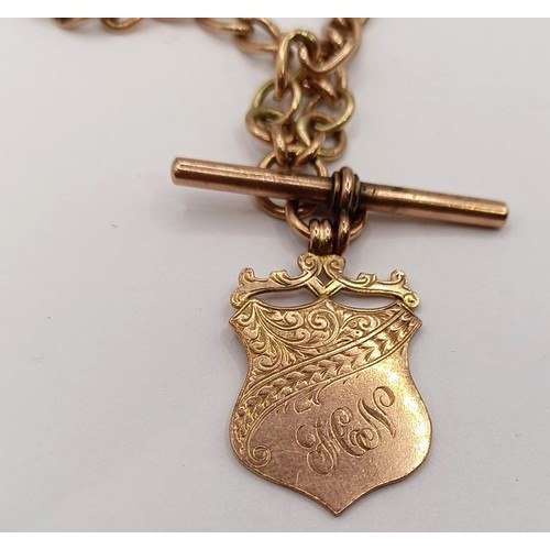 1619 - A 9ct rose gold Albert, with a fob, 26.9 g