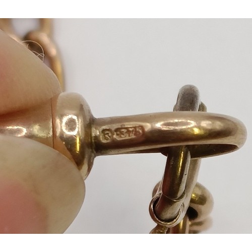 1619 - A 9ct rose gold Albert, with a fob, 26.9 g