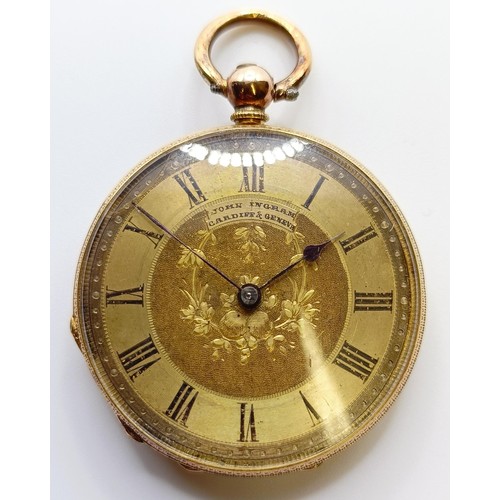 1677 - A ladies 18ct gold ladies fob watch