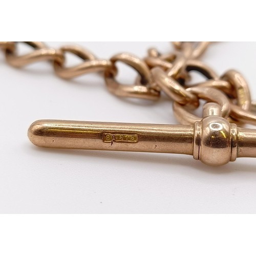 1679 - A 9ct gold Albert, 32 g, and a swivel fob