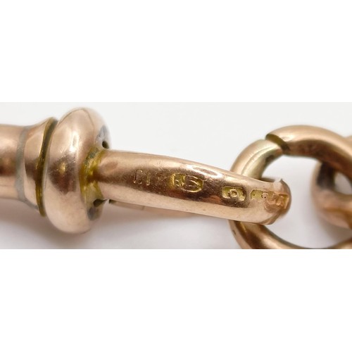 1679 - A 9ct gold Albert, 32 g, and a swivel fob