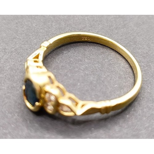 1684 - An 18ct gold, sapphire and diamond ring, ring size O