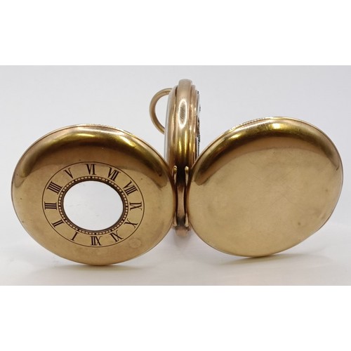 1690 - A 9ct gold Waltham half hunter pocket watch