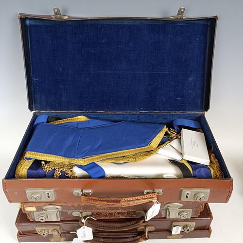 1083 - Assorted Masonic memorabilia, in four leather cases