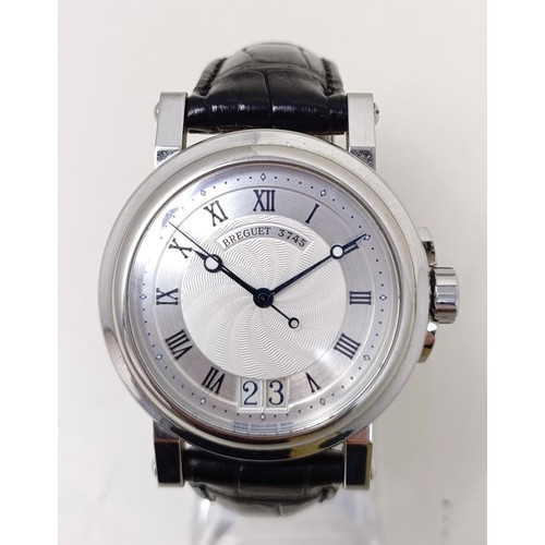 1748 - A gentleman's stainless steel Breguet Marine Big Date wristwatch, Reference Number 5817, on a leathe... 