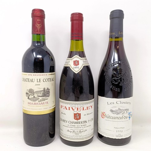 1550 - A bottle of Gevrey-Chambertin, 1991, 1er cru, a bottle of Chateauneuf-du-Pape 1998, and a bottle of ... 