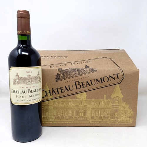 1571 - Twelve bottles of Chateau Beaumont, 2016, in two cardboard boxes