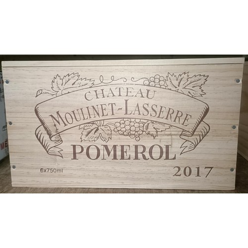 1564 - Six bottles of Chateau Moulinet-Lasserre, Pomerol, 2017, in own wooden case