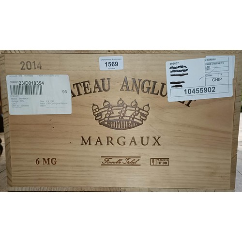 1569 - Six magnums of Chateau Angludet, 2014, in own wooden case