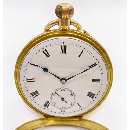 1810 - An 18ct gold open face pocket watch, with Roman numerals, in a fitted case