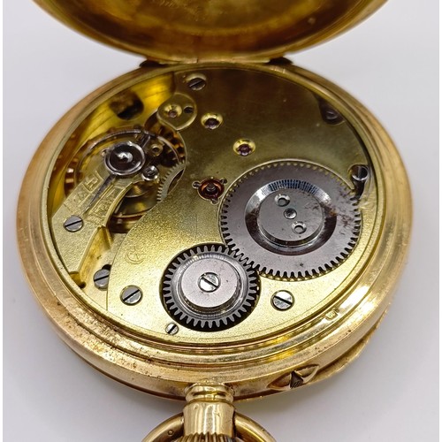 1810 - An 18ct gold open face pocket watch, with Roman numerals, in a fitted case