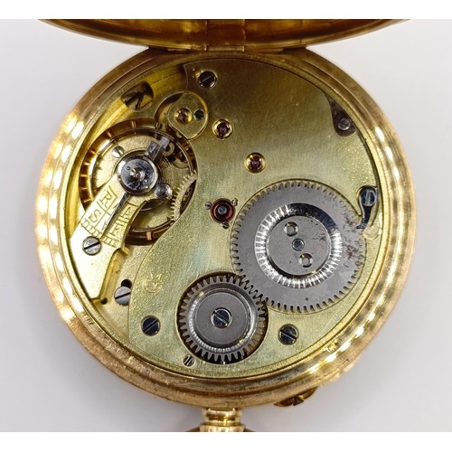 1810 - An 18ct gold open face pocket watch, with Roman numerals, in a fitted case