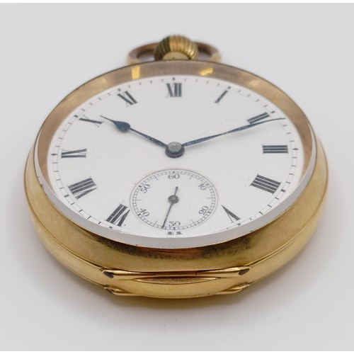 1810 - An 18ct gold open face pocket watch, with Roman numerals, in a fitted case