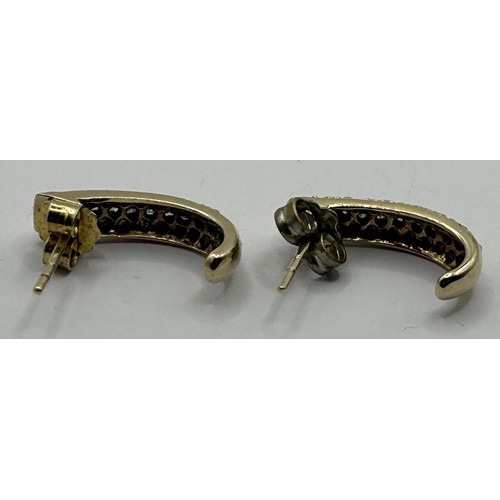 1693 - A pair of 9ct gold and diamond chip earrings