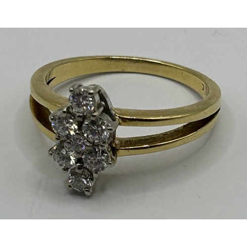 1698 - An 18ct gold and diamond set navette shaped ring, ring size R 1/2