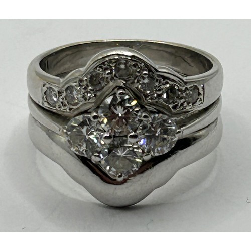 1766 - An 18ct white gold and diamond bridal set ring, ring size L