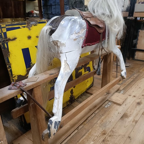 1808 - A wooden dapple grey rocking horse, affectionately known as Mabel, 120 cm wide