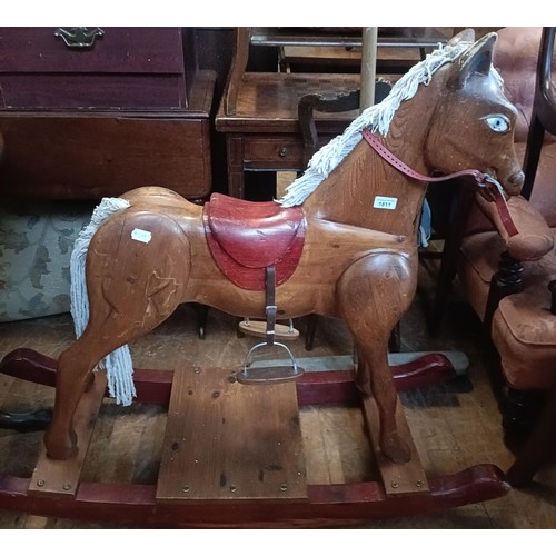 1811 - A pine rocking horse, on bow rockers, 96 cm high