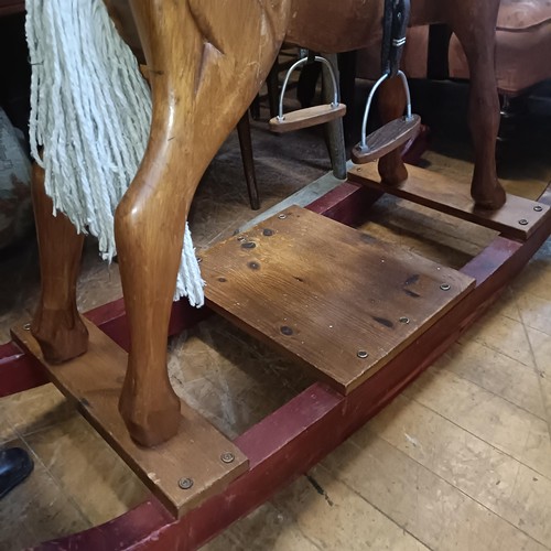 1811 - A pine rocking horse, on bow rockers, 96 cm high