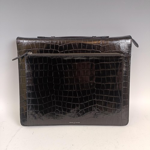 1805 - An Aspinal faux crocodile skin briefcase, boxed