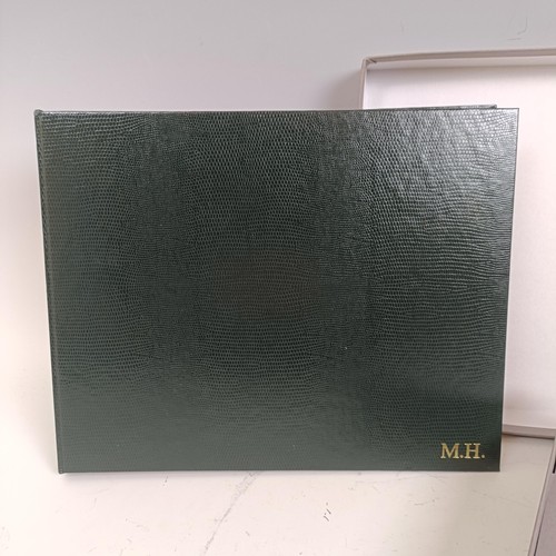 1803 - A Noble MacMillan leather bound game register, monogrammed MH, in original box