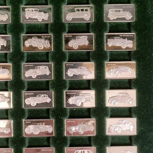 1794 - A miniature silver 1975 John Pinches ingot set, The 100 Greatest Cars, cased, with certificates