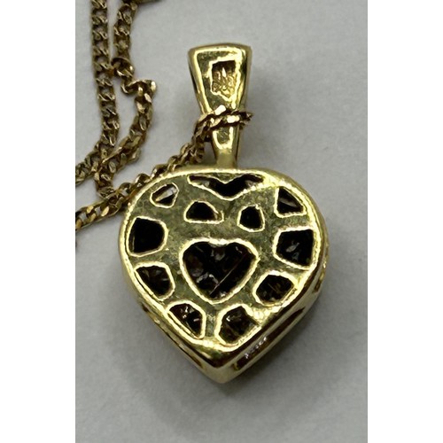 1617 - An 18ct gold and diamond heart shaped pendant on a chain