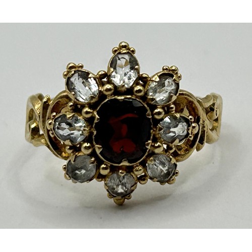 1618 - A 19th century gem set cluster ring, ring size H 1/2